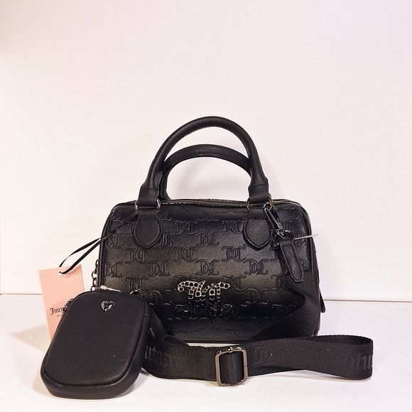 Juicy Couture Handbags - Juicy Couture Black Embossed Logo Satchel with Crossbody Strap